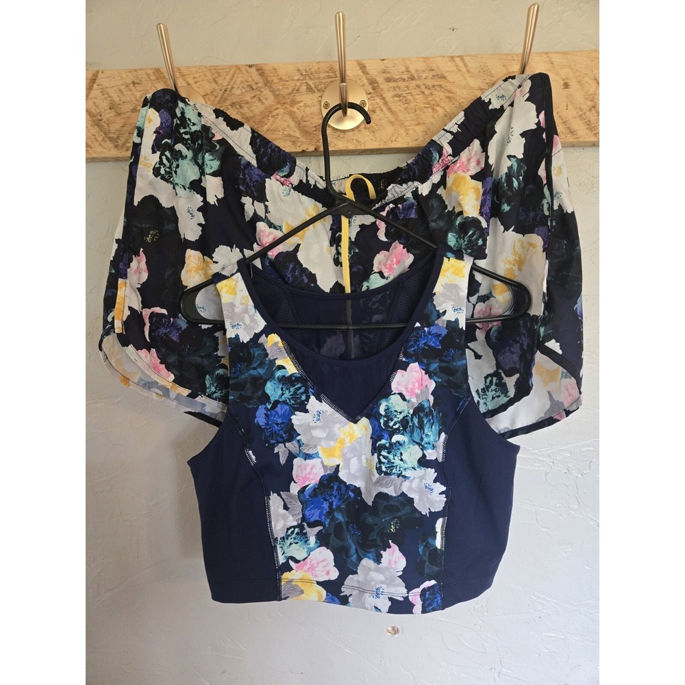 Old Navy Active Semi-Fitted Lined Running Shorts And Bra Women's XL Floral Match